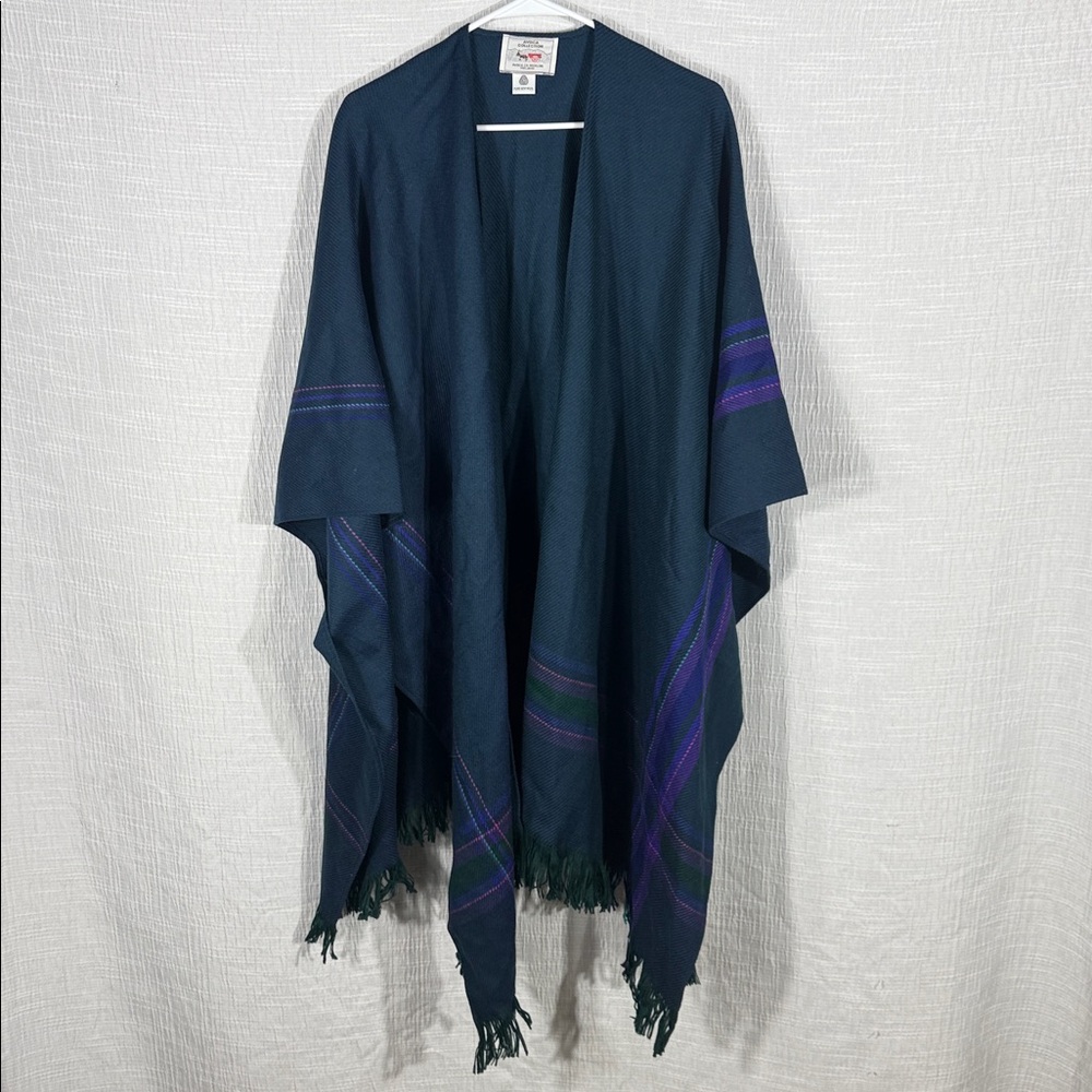 Avoca Hand Woven Wool Poncho shawl from‎ Ireland fringe